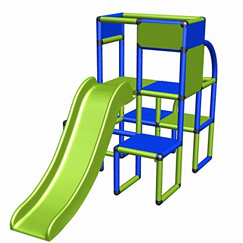 Moveandstic 6438 - Spielturm Tim Gartenhaus Spielhaus Kletterturm mit Rutsche für Kleinkinder Kinderzimmer Spielzimmer Garten