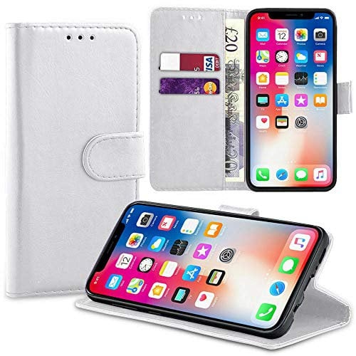 RKVMM Wallet Case for iPhone SE 2020 / iPhone 7/8, Premium Leather Flip Stand Phone Case Cover Compatible with Apple iPhone SE 2020/7/8/SE2 (White)