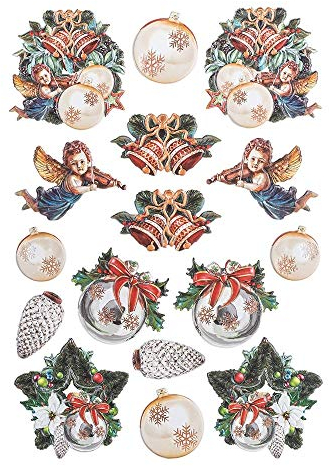 Ideen mit Herz Stickerbogen 3-D Relief-Sticker | Aufkleber | Hochwertig geprägt mit 3-D-Effekt | Din A4 Bogen mit verschiedenen Motiven (Weihnachtsbaumschmuck 04)