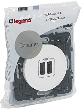 Legrand Céliane Type-C 3A - Cargador doble USB (15 W, 15 W), color blanco