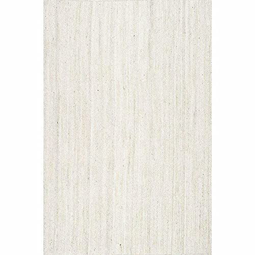 DNR Naturfaser, weiße Jute, handgefertigt, 150 x 150 cm, quadratischer Teppich