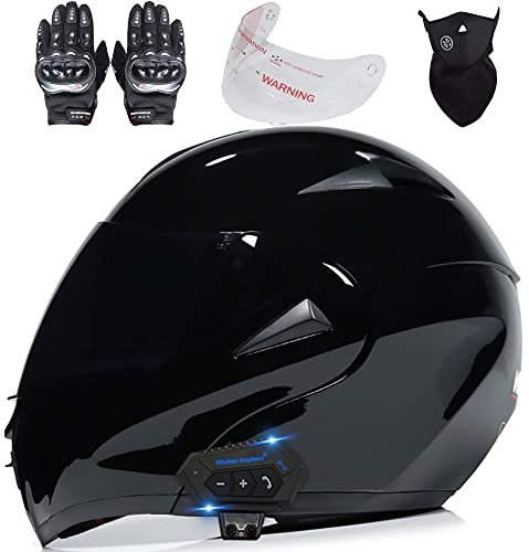 Byroads Casco Modulare Bluetooth Moto Integrale Casco Moto con Doppia Visiera Parasole Antiappannamento Antirumore a Risposta ECE Omologato Casco per Donne Uomo 55~62cm