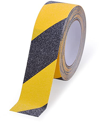 OQingluan Antirutsch Klebeband, 10m*5cm, Antirutsch-Sicherheitsbänder Selbstklebend, Rutschfestes Klebeband für Treppen, Warnband, Super Traktion, für Indoor und Outdoor, Gelb & Schwarz