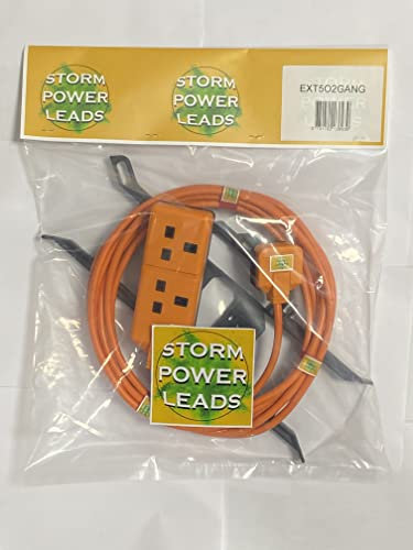 STORM POWER LEADS OUTDOOR GARDEN ORANGE EXTENSION LEAD 5-25M 1 GANG SOCKET & 2 GANG SOCKET (2 GANG, 10M)