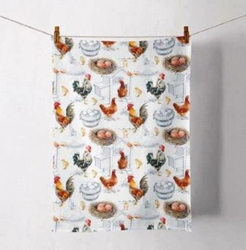 Ambiente Geschirrhandtuch, Geschirrtuch Küchentuch 70x50 cm 100% Baumwolle Landhaus Hühner Chicken Farm