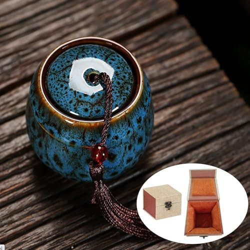 urnas pequeñas para Cenizas humanas, Mini urnas para Cenizas para Adultos urnas para Mascotas, Perros, Gatos, Cenizas, urnas funerarias para Cenizas de Recuerdo (océano Azul)