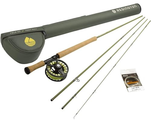 Redington Fliegenfischrute und Angelrolle, Kombi-Starter-Set, 4 WT 3,5 m Fliegenrute, 4-teilige mittelgroße Angelrute für Süßwasser, 7/8 Gewicht Druckguss-Aluminium-Laufrolle, Tragetasche, Schnur und