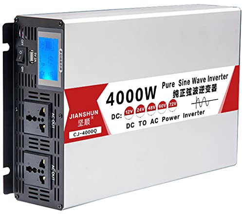 Inversor Onda Pura Corriente 4000W/5000W/6000W/8000W (Pico) Transformador DC 12V/24V/48V/60V a AC 110V/220V Onda Sinusoidal Convertidor Inversor Coche,para Casas Autos,4000W-12Vto110V