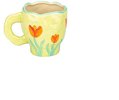 Taza de café de cerámica Taza de café de oficina en casa Taza con platillo Pintado a mano Flores Desayuno Taza de jugo de leche (Tulip)