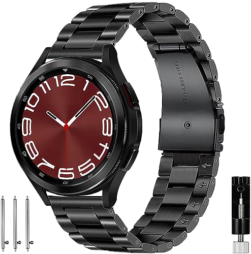 OTOPO Kompatibel Galaxy Watch 5 Pro Armband,Watch 4 6 Classic Armband 47mm 46mm 42 43mm,Watch 6 5 4 Armband 40mm 44mm Metall Bänder für Männer Schwarz