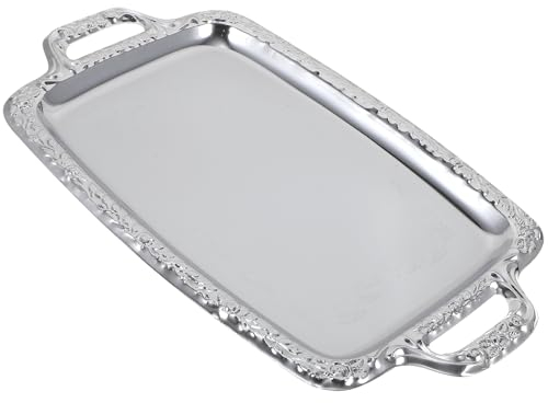 Cabilock Silver Vanity Tray Silver Vanity Tray Tray Elegant Rectangular Silver stainless steel baking pan storage tray Tray Mirrored Tray Silver Vanity Tray Decorative Tray