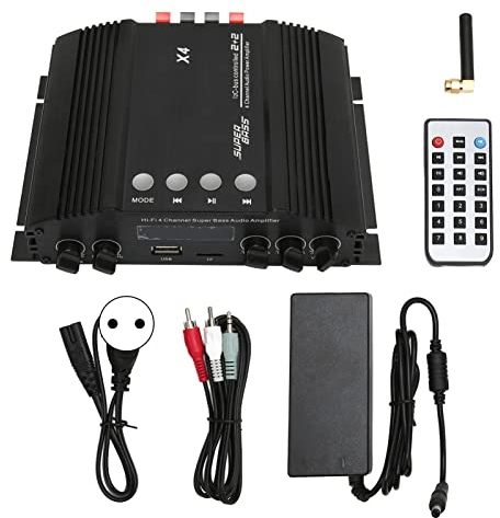 Annadue Bluetooth Verstärker, LEPY X4 4 Kanal HiFi Stereoverstärker, Bluetooth 5.0/Koaxialeingang/Optischer Eingang/Hochbassanpassung/USB/TF Kartenwiedergabe Usw. 100–240