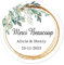 50 PERSONNALISÉS Autocollants mariage - Merci Beaucoup RONDS 40MM étiquettes Laurier de Mariage, Baptême, fiançailles, anniversaire, Fête, cadeau invité, dragées, enveloppe - Rd 059 (003)