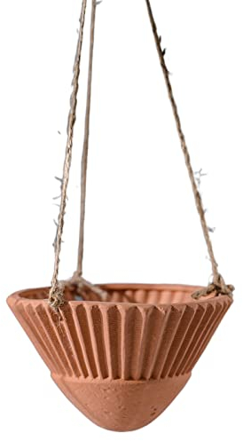 Keramik Hängepflanzgefäß, Hängepflanztopfkorb für drinnen und draußen, moderner Pflanztopf geometrischer Porzellan-Blumenampel für Kräuter Farne Efeu, S