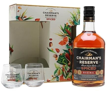 ST. LUCIA DISTILERS CHAIRMAN'S RESERVE SPICED 70 CL CONFEZIONE REGALO CON DUE BICCHIERI
