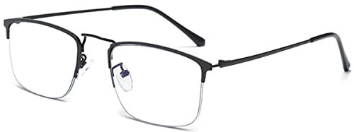 KOOSUFA Mode Halbrahmen Anti Blaulicht Brille Herren Damen Retro Metallrahmen Brillengestelle Ultra Leicht Brillenfassung Ohne Sehstärke