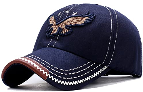 Enwokran Baseball Cap Herren, Unisex Retro Einstellbare Freizeit Mütze Stickerei Trucker Hut Verstellbare Sport Basecap (Blau)