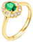 Lieson 18K Goldring Damen 750 Echtgold, Trauringe Frauen Elegant Blume Oval Smaragd 0.5ct mit Diamant 0.35ct Verlobung Ringe Gold Gr.58 (18.5)