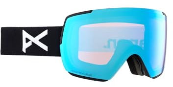 Anon M5S Schneebrille + Bonus-Objektiv + MFI-Gesichtsmaske (Rahmen: schwarz, Gläser: variables Blau wahrnehmen, Ersatzglas: Wolkiges Rosa wahrnehmen)