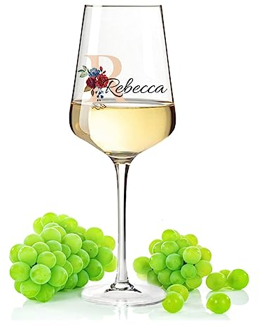 Leonardo Puccini Weinglas mit UV-Druck - Initial Flower - Personalisiert mit Namen & Monogramm - Geeignet für Wein Aperol Sangria und Lillet - Geschenke für Sie & Ihn - Farbe: Rot