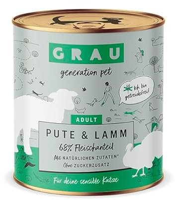 Grau – das Original – Nassfutter für Katzen - Pute & Lamm, 1er Pack (1 x 800 g)