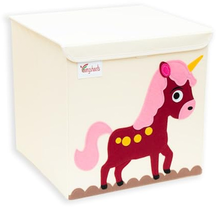 INTIRILIFE Aufbewahrungsbox mit Deckel für Kinder - 35 x 33.5 x 33 cm - Motiv Pferd - Würfel Box Behälter für Spielzeug Decken Kleidung kompatibel mit Kallax Regalen