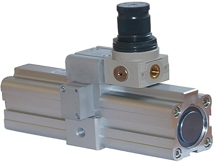 Doppelkolben-Druckverstärker (Booster) Druckerhöher Druckübersetzer mit Regler, G1/8, Kolben-Ø 40mm