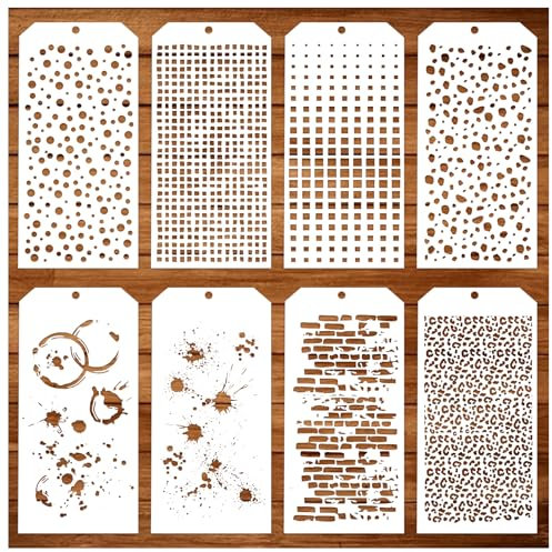 8 Stück Schablonen zum Basteln, gepunktet, Ziegelstein-Schablonen, gemischte Medien, Textur, Fleckenspritzer, Schablonen zum Malen auf Kartenherstellung, Leinwand, DIY, Handwerk, Möbelpapier (8