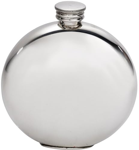 I LUV LTD 6 oz Étain Flasque Ronde en Conception Simple Finition Polie Brillante Couvercle à Pas de Vis Possibilité de Gravure