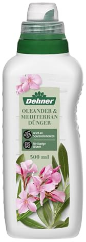 Dehner Oleander- und Mediterrandünger, hochwertiger Flüssigdünger, Dünger für Mediterranpflanzen, organischer NPK-Dünger, mit Spurennährstoffen, 500 ml, für ca. 75 l