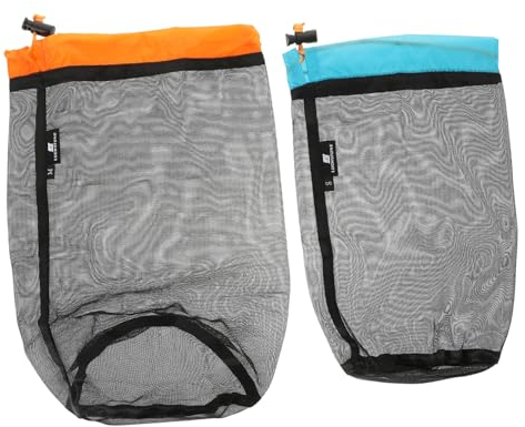 KOMBIUDA 2 Piezas Bolsas De Red De Lavandería Bolsa De Ropa Portátil Bolsa De Almacenamiento De Ropa Con Cordón Bolsas De Lavadora Bolsa De Dormir Exterior Malla Bolsa De Lavanderia Viajar