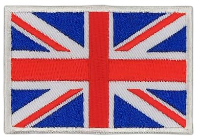 Flagge UK Großbritannien Union Jack Aufnäher zum aufbügeln oder aufnähen Bügelbild Aufbügler für Kleidung gestickter Bügelpatch Applikation Patch Größe 6,9 x 4,8 cm