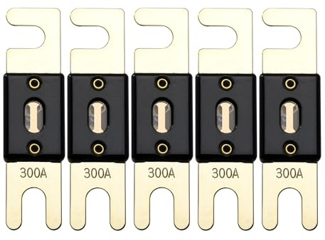 Offgridtec 300A ANL Sicherung Set für 72V DC Systeme, Hochstrom-Streifensicherungen mit Kupferanschlüssen, Niedrigem Kontaktwiderstand, Funken-Schutz, Schraubmontage, DIN43560/1 Zertifiziert, 5er-Pack