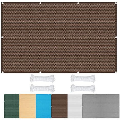Voile D'Ombrage Rectangulaire 2.4 x 8 m Protection Solaire en Tissu HDPE Toile D'Ombrage Toile Pergola avec Oeillets et Cordons pour Patio Jardin, Terrasse,Extérieur, ‎Marron
