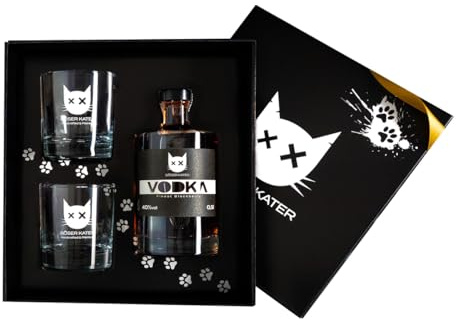 BÖSER KATER Blackberry Vodka Geschenkset mit 2 Gläsern 0,5l 40% Vol.