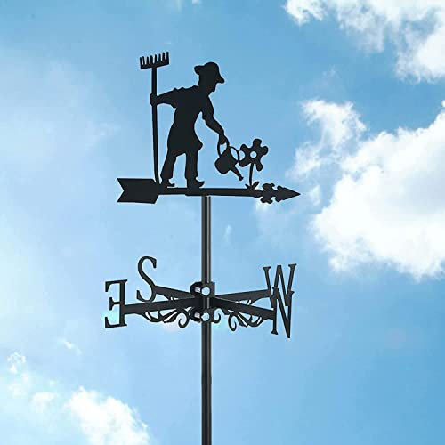 ANCNA-U Girouette en métal avec indicateur de direction pour jardin, jardin, décoration de cour, outils de mesure, jardinier