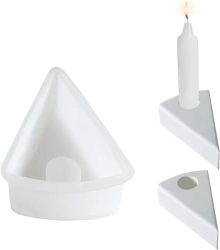 Silikonform Kerzenhalter,Kuchen Kerzenhalter Gießform,DIY Geburtstagsdeko Silikonformen Gießformen Kerzenhalter, Silikon Gießform Kerzenhalter für Heimdekoration (Dreiecks Kuchen)