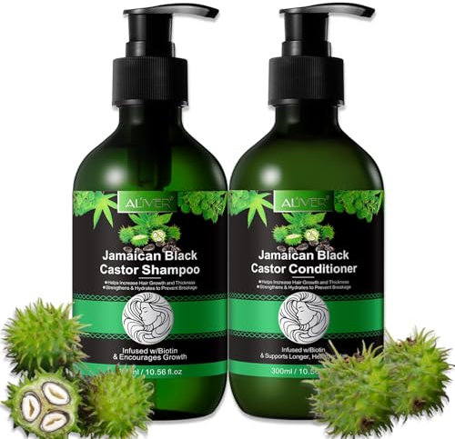 P-Beauty Rizinusöl Set Shampoo & Conditioner mit Biotin 300ml für Haarwachstum Haarpflege & Kopfhautpflege - Shampoo & Spülung gegen Haarausfall & Haarbruch, Pflegeshampoo & Haarspülung Set