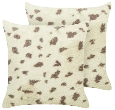 Beliani Dekokissen 2er Set Kunstfell beige 45 x 45 cm quadratisch flauschig Kasra