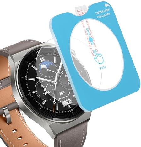 kwmobile Set da 2 Pellicole Protettive Smartwatch Compatibile con Huawei Watch GT3 PRO (46mm) - Vetro Protettivo Trasparente - Incluso Kit di Montaggio