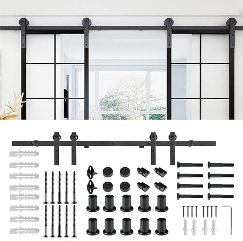 Suusolny Kit complet de ferrures pour portes coulissantes - 366 cm - Pour portes coulissantes, armoires murales