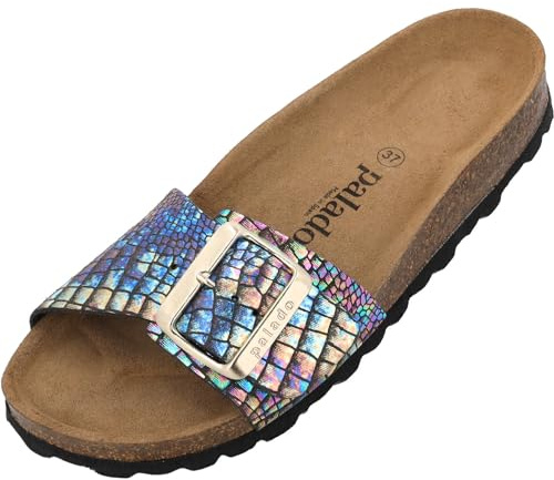 Palado Damen Pantoletten Malta EGS Mosaic – elegante Sandalen Made in Spain - bequeme Hausschuhe mit Kork-Fußbett - modische Sommerschuhe