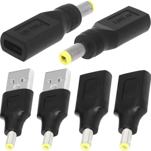 Xiatiaosann USB A 5.5x2.5mm to DC Power Adapter, USB Female Male to DC Male Adapter for 5V Barrel Power Plug Jack Cord Connector Power Adapter for Audio Router PC Lamp Headlamps, USB C to DC Converter