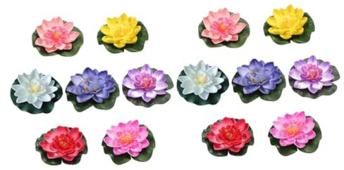 FUNOMOCYA 14 STK Lotus Dekoration Künstliche Teichpflanzen Teich-Lotus-Schmuck Seerose plastikblumen kunststoffblume künstliche Pflanzen künstliche Blumen Brunnen-Lotus-Ornament Pool-Dekor