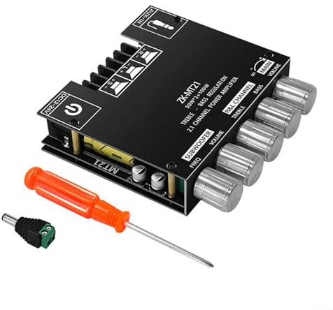 Modulo amplificatore di potenza digitale, ZK-MT21 scheda amplificatore di potenza compatibile con AUX, modulo a 2.1 canali per altoparlanti home theater fai da te