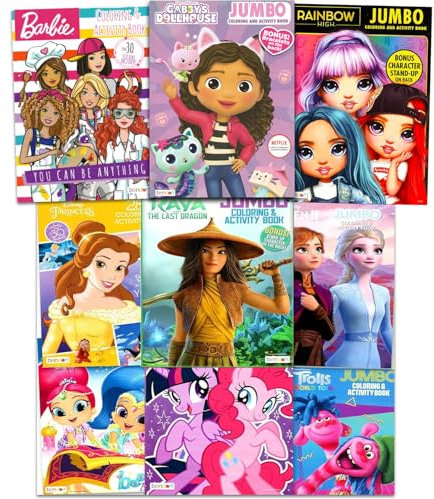 Disney Mal- und Aktivitätsbücher für Mädchen – Großpackung mit Disney Prinzessinnen, Frozen, Gabby's Puppenhaus, Barbie, mehr mit Aufklebern, Aktivitäten, Labyrinth, Spielen, Puzzles und mehr