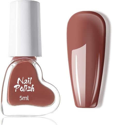 KAYZON Reddish Brown Nail Polish, Brown Nail Varnish, Quick Dry & Long-lasting, Low Odor, No Lamp Needed for DIY Nail Art Manicure at Home (5ml)