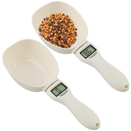 2Pcs Pet Food Measuring Scoop Scale with LED Display, Kitchen Digital Food Measuring Spoon for Dog Cat, Precise Dog Food Measuring Cup with Removable Handle for Measuring Pets Food (No Battery)
