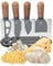 Taylors Eye Witness 4 Piece Cheese Knife Set & Block - Stylish Cheese Knives Gift Box Set. with Elegant Walnut Wood Effect, Peardrop Shape Handles & Transparent Acrylic Holder. 2 Year Guarantee