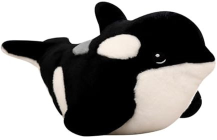 Orca Kuscheltier,Realistisches Orca-Wal-Plüschtier, Fische, Plüschtiere, Puppen,Riesiger, Weicher Und Kuscheliger Killerwal,weiche Ozean-Meereskreaturen Orca Haie Plüsch,Heimdekoration (30 cm,Schwarz)